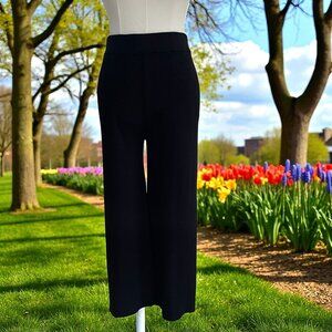 Cyrus Black Ribbed Knit Wide Leg Pants Womens M Pull On Cropped Stretch Lounge